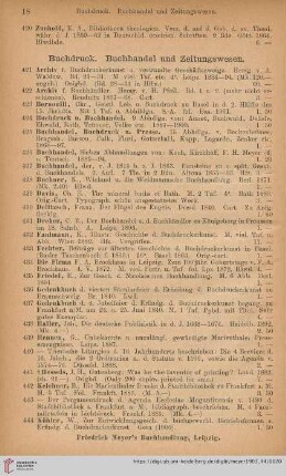 Buchdruck. Buchandel und Zeitungswesen (Nr. 421 - 469)