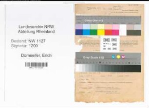 Entnazifizierung Erich Dornseifer , geb. 10.07.1907 (Einkaeufer)