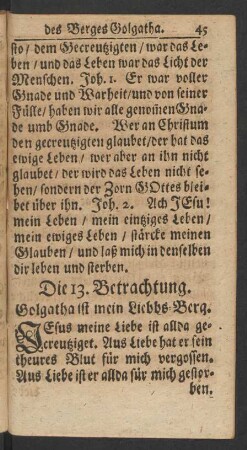 Die 13. Betrachtung. Golgatha ist mein Liebbs-Berg.