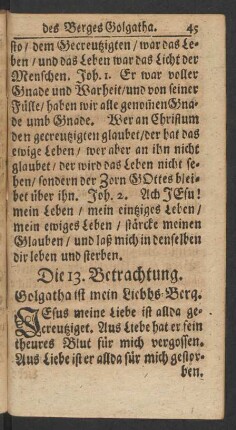 Die 13. Betrachtung. Golgatha ist mein Liebbs-Berg.