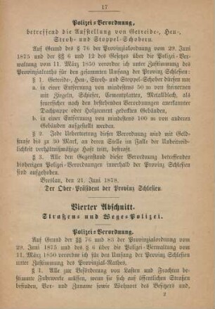 Vierter Abschnitt. Straßen- und Wege-Polizei