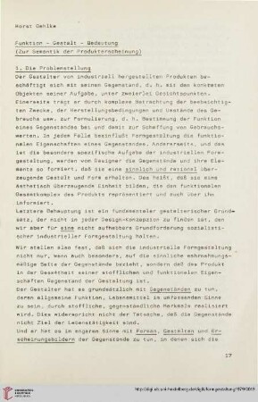 3: Funktion - Gestalt - Bedeutung (zur Semantik der Produkterscheinung)