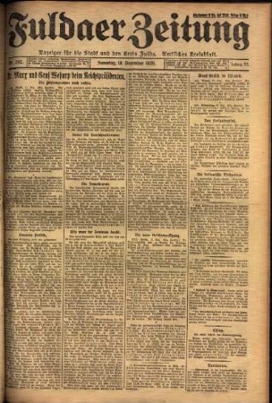 Erste Ausgabe vom Samstag, den 18. Dezember 1926.