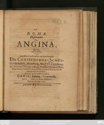 Dissertatio De Angina
