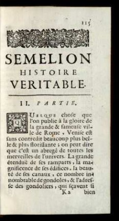 Semelion Histoire Veritable. II. Partie.