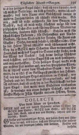 Collecte Vor dem Altar zu sprechen.