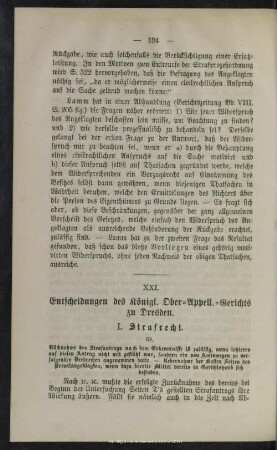 XXI. Entscheidungen des Königl. Ober-Appell.-Gerichts zu Dresden