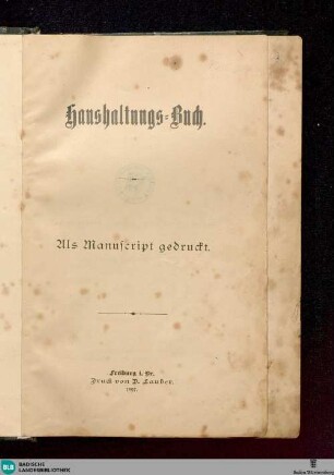 Haushaltungs-Buch