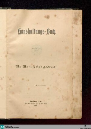 Haushaltungs-Buch