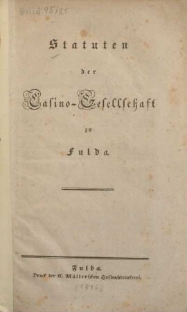 Statuten der Casino-Gesellschaft zu Fulda