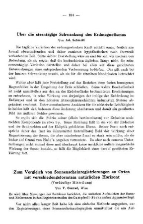 Über die sterntägige Schwankung des Erdmagnetismus
