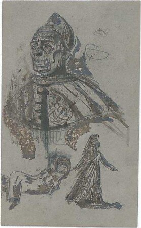 Köppen, Wilhelm; Venedig (Italien); Dogenkopf - Ansicht; zwei Figuren (Ansichten)