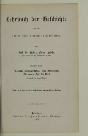 Bd. 2: Römische Kaisergeschichte, Das Mittelalter, Die neueste Zeit bis 1648