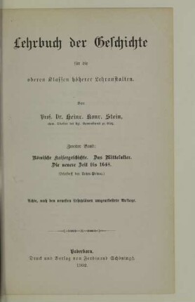Bd. 2: Römische Kaisergeschichte, Das Mittelalter, Die neueste Zeit bis 1648