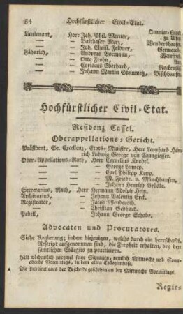 Hochfürstlicher Civil-Etat