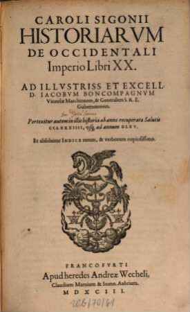 Historiarum de occidentali imperio libri viginti