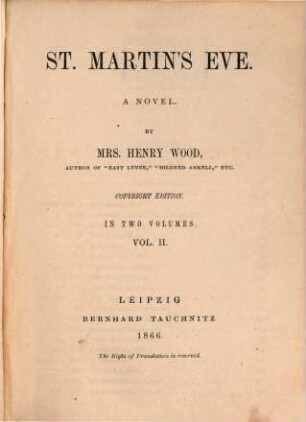 St. Martins's eve : a novel, 2
