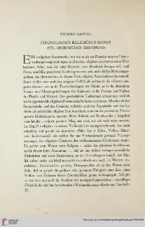 Zweites Kapitel: Grundlagen religiöser Kunst. Stil, Gegenstand, Gesinnung