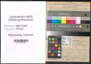 Entnazifizierung Heinrich Bloemeling , geb. 10.06.1902 (Schreinermeister)