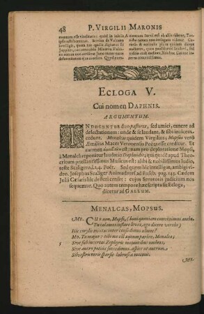 Ecloga V. Cui nomen Daphnis.