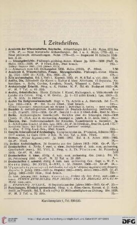 I. Zeitschriften (Nr.1-59)