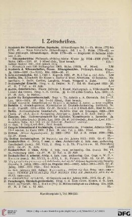 I. Zeitschriften (Nr.1-59)