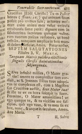 433-446, Praxis salutandi septies per diem B. V.