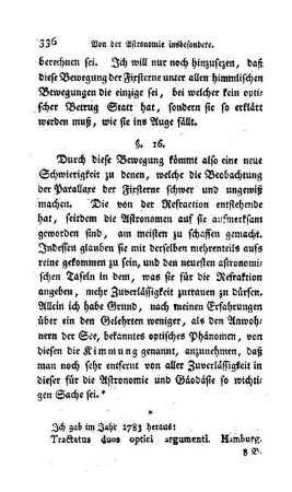§ 16. Dadurch sich vermehrende Schwierigkeit, die Parallaxe der Fixsterne auszufinden
