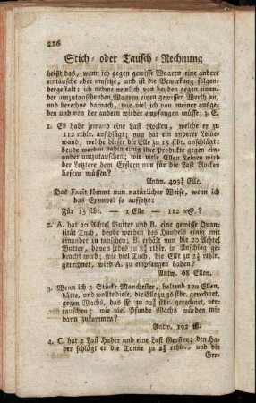 Stich- oder Tausch-Rechnung ...