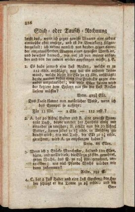 Stich- oder Tausch-Rechnung ...