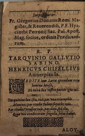 Tarquinii Gallutii Sabini e Societate Jesu carminum libri tres