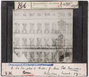 Rom: Palazzo Farnese, Fassadenentwurf. Antonio da Sangallo