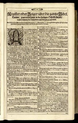Register oder Zeiger über die gantze Bibel.