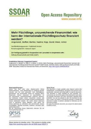 Mehr Flüchtlinge, unzureichende Finanzmittel: wie kann der internationale Flüchtlingsschutz finanziert werden?