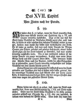 Das XVII. Capitel Von Finten nach der Parade