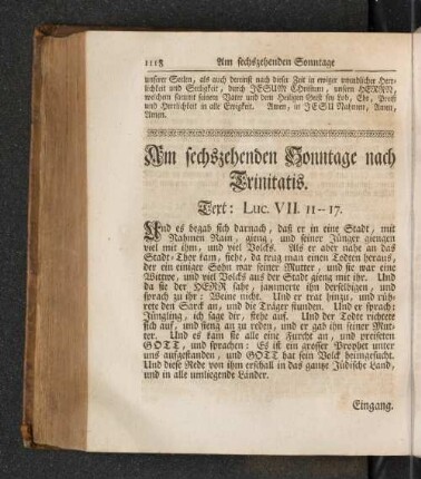 Am sechszehenden Sonntage nach Trinitatis. Text: Luc. VII. 11-17. [u.a.]