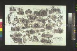 Karikatur auf Ereignisse der Revolution 1848/1849 als politische Landkarte von Österreich und den angrenzenden Ländern