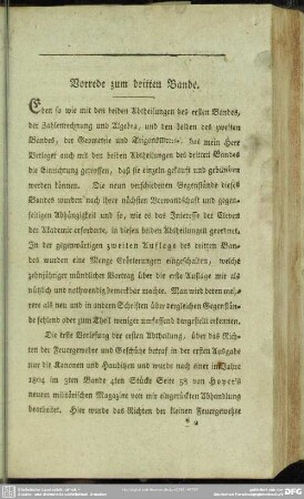 Vorrede zum dritten Bande