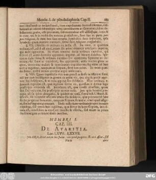 Cap. III. De Avaritia.