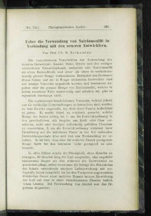 Ueber die Verwendung von Natriumsulfit in Verbindung mit den neuen Entwicklern