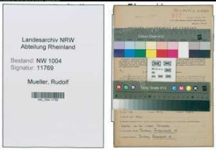 Entnazifizierung Rudolf Mueller , geb. 27.09.1889 (Postbetriebsassistent)