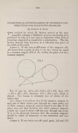 Geometrical investigation of Steiner's construction for Malfatti's problem.