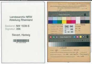 Entnazifizierung Hedwig Sievert , geb. 11.01.1921 ()