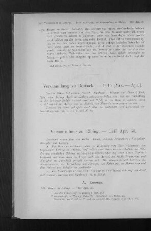 Versammlung zu Rostock. - 1445 (Mrz. - Apr.).