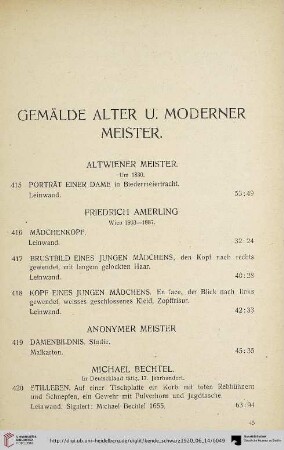 Gemälde Alter u. Moderner Meister (Nr. 415-501)