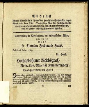 Unterthänigste Vorstellung mit submissester Bitte