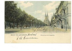 Rheinstraße mit Ringkirche in Wiesbaden
