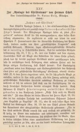 283-293 Zur "Apologie des Christentums" von Herman Schell : Schluß