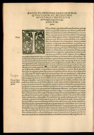 Pocgii Florentini Oratoris Eloquentissimi Ac Secretarii Apostolici Invectiva in Philelphum/ pro Nicolao pulchra & elegans.