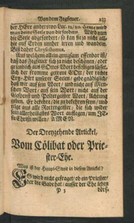 Der Dreyzehende Artickel, Vom Cölibat oder Priester-Ehe.